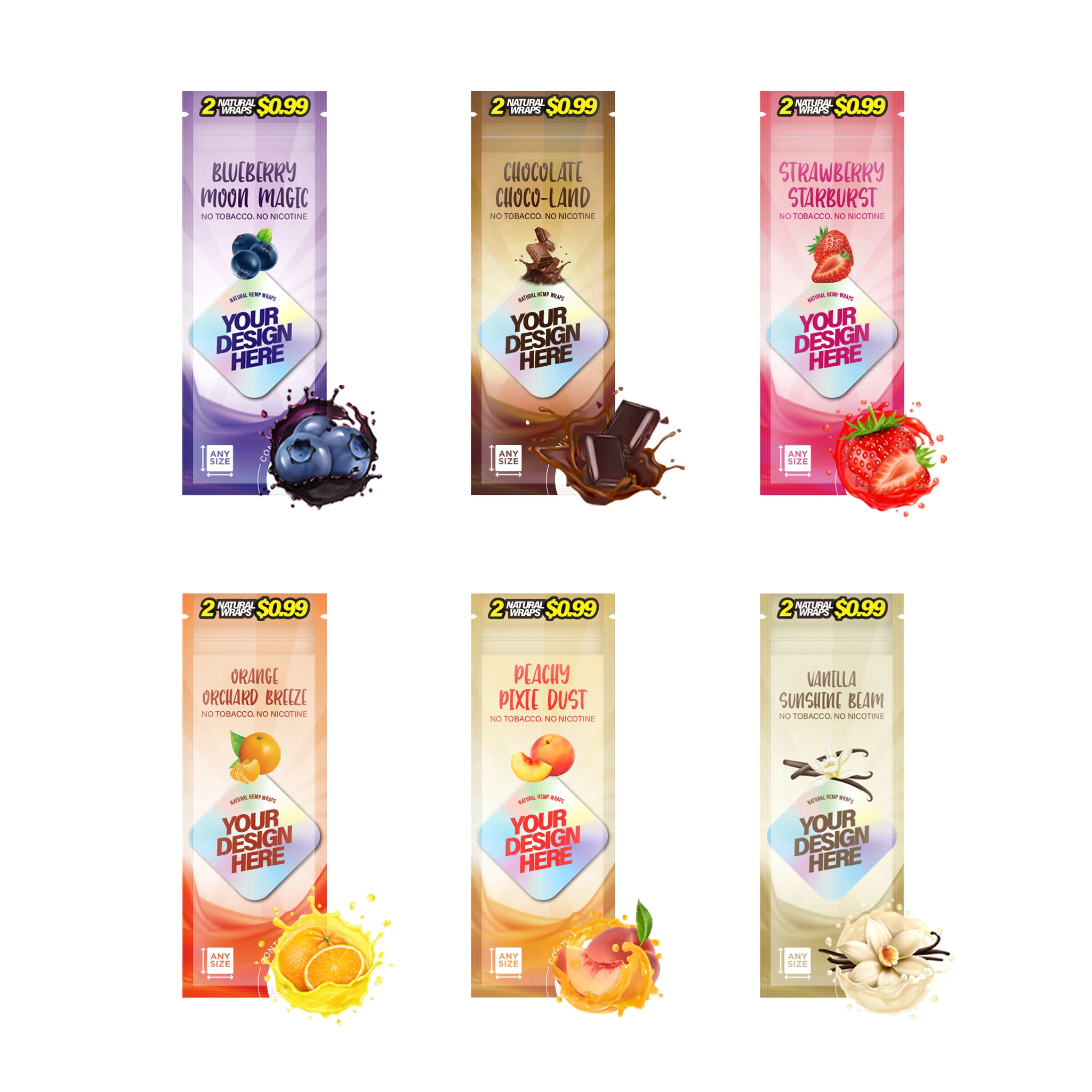 Custom Flavored Blunt Wrap Sheets with Flavor Boost Capsules (2CT) in Mylar Bags - Image 3